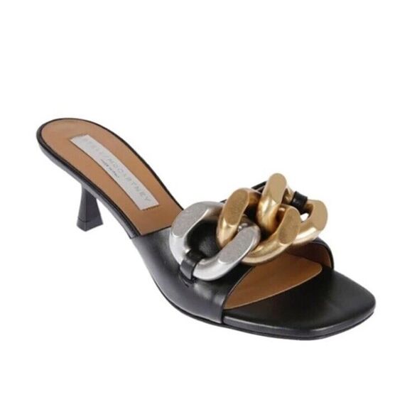 Stella McCartney Falabella Chain Mules in black sz 37.5 - Picture 1 of 9